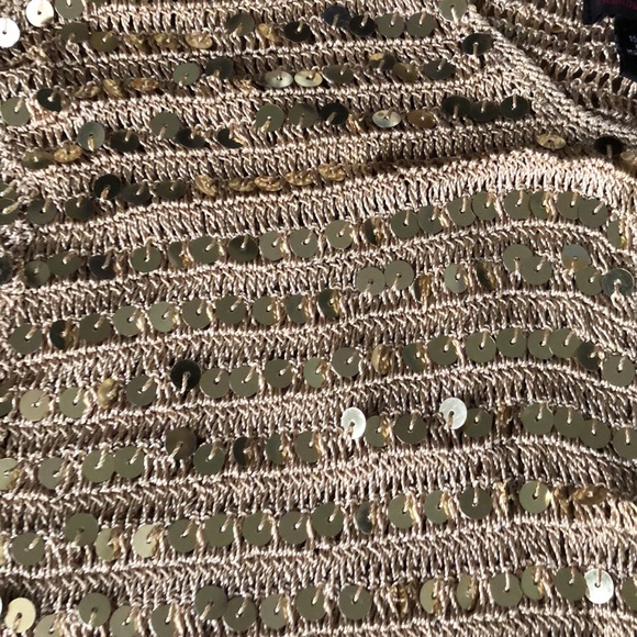 2pc sequin ensemble gold knit. Long sleeve jacket and sleeveless knit dress Med - Picture 8 of 11
